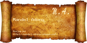 Mandel Adony névjegykártya